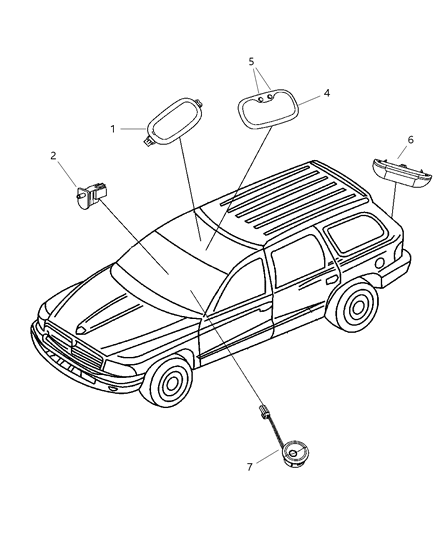 2007 Chrysler Aspen Lamps - Dome-Courtesy-Reading Diagram