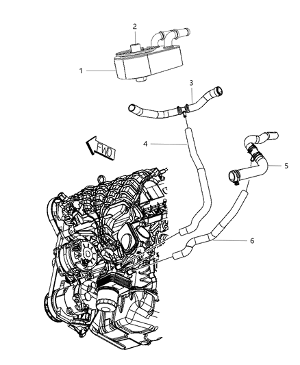 2011 Dodge Journey Engine Oil , Engine Oil Filter & Adapter And Housing , Oil Cooler & Hoses / Tubes Diagram 2