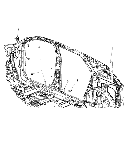 2020 Dodge Journey Floor Pan Plugs Diagram