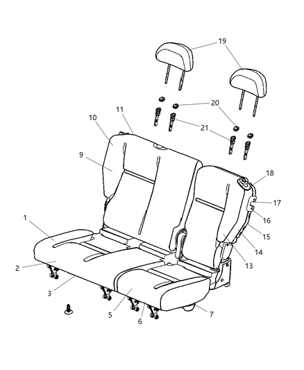 2006 Chrysler PT Cruiser Rear Seat Back Cover Diagram for 1CX811D5AA