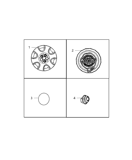 2008 Chrysler PT Cruiser Wheel Covers & Center Caps Diagram