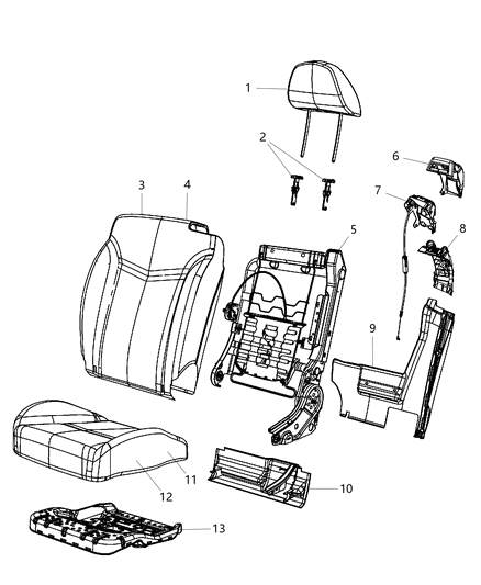 2011 Chrysler 200 Front Seat - Bucket Diagram 4