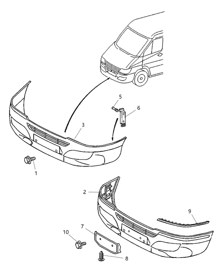 2006 Dodge Sprinter 2500 Bumper Cover Diagram for 5125091AA