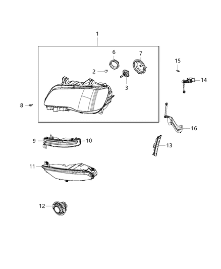 2016 Chrysler 300 Front Fog Lamp Diagram for 68228884AC