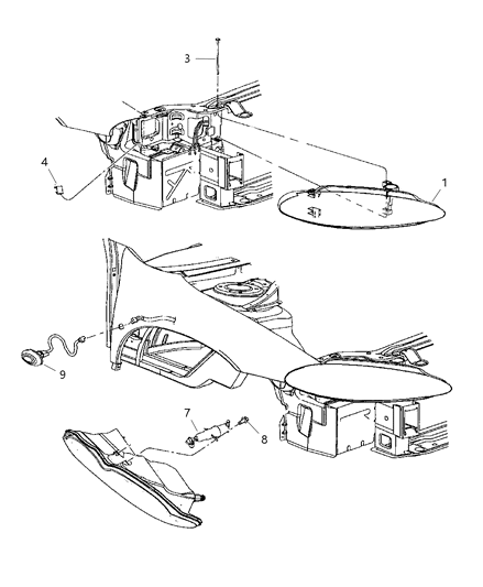 2000 Chrysler LHS Lamps - Front Diagram