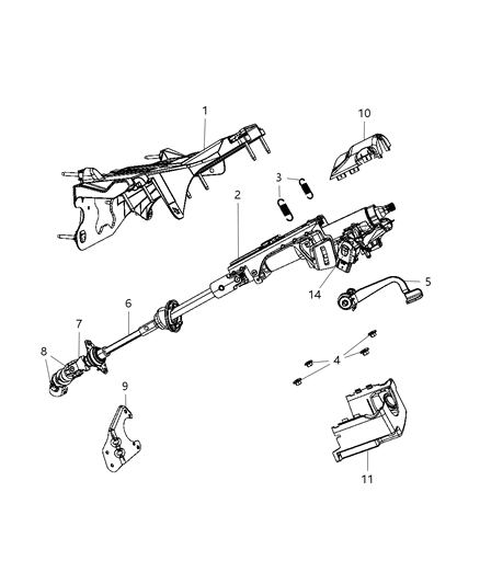 2012 Jeep Liberty SHROUD-Steering Column Diagram for 1WM38DK7AA