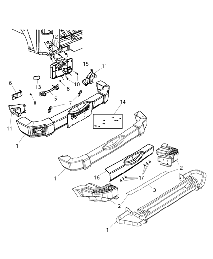 2016 Jeep Wrangler Bumper-Rear Diagram for 68159375AB