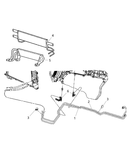 2007 Dodge Ram 1500 Transmission Oil Cooler & Lines Diagram 1