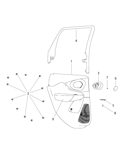 2015 Jeep Cherokee Panel-Rear Door Trim Diagram for 1UJ222X9AE