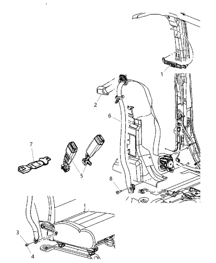 2011 Jeep Wrangler Front Outer Seat Belt Diagram for 5KM49DX9AE