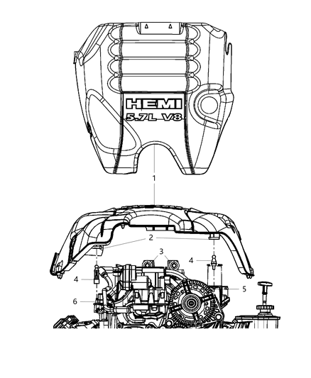 2009 Dodge Ram 1500 Engine Cover & Related Parts Diagram 2