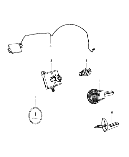 2010 Dodge Ram 2500 Receiver Modules, Keys & Key Fob Diagram