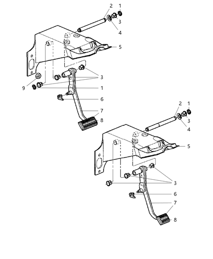 2009 Dodge Dakota Pedal, Brake Diagram