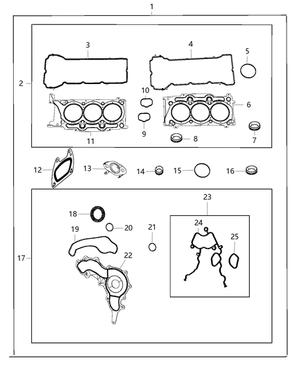 2020 Jeep Grand Cherokee Engine Gasket/Install Kits Diagram 1