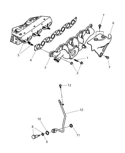 2007 Jeep Liberty Manifolds - Intake & Exhaust Diagram 1