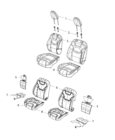 2019 Jeep Cherokee Front Seat Back Cover Diagram for 6SS87RB5AA