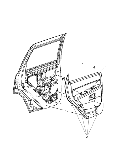 2009 Jeep Commander Panel-Rear Door Trim Diagram for 1DY581DVAB