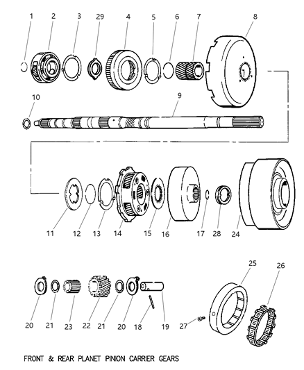 1999 Dodge Ram 2500 Quad & Club Cab Intermediate Shaft & Gear Train Diagram