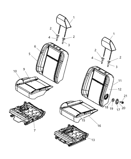 2006 Dodge Ram 1500 Front Seat Back Driver Cover Diagram for 1ES051D5AA