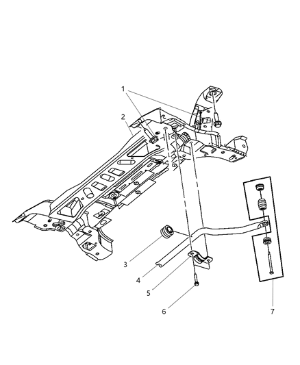 2007 Chrysler PT Cruiser Sway Bar - Front & Suspension Crossmember Diagram