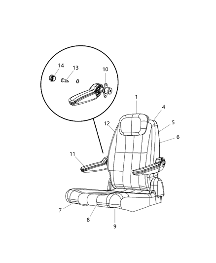 2011 Chrysler Town & Country HEADREST-Second Row Diagram for 1US84DX9AA