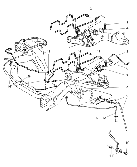 2002 Dodge Dakota Lines & Hoses, Front Diagram 1