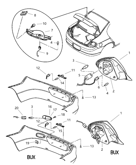 2005 Dodge Neon Lamps - Rear Diagram