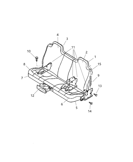 2004 Dodge Dakota Rear Seat Cushion Cover Diagram for XV551L5AA