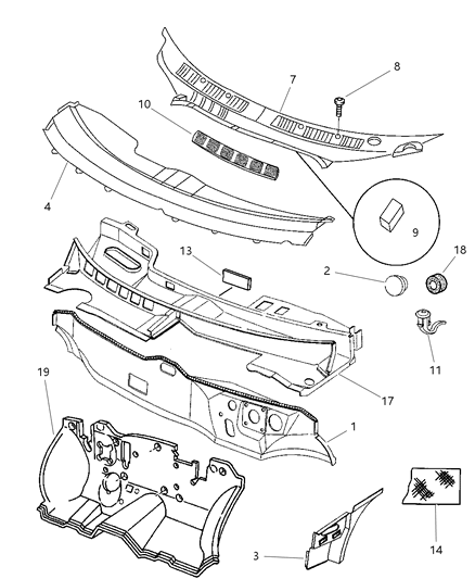 1997 Chrysler Concorde Cowl & Dash Panel Diagram