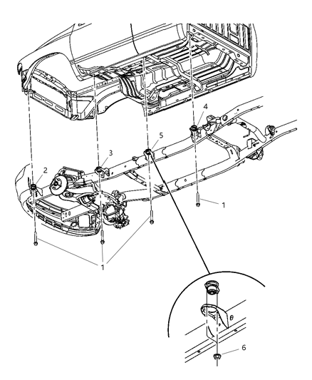 2007 Dodge Ram 1500 ISOLATOR-Body Hold Down Diagram for 55366469AC