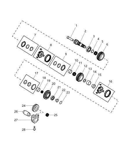 2012 Dodge Dart Upper Secondary Shaft Assembly Diagram