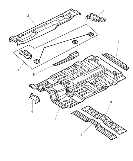 2002 Dodge Dakota CROSSMEMBER-Rear Floor Diagram for 55255878AC