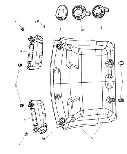 2008 Dodge Ram 3500 Headliners & Visors Diagram