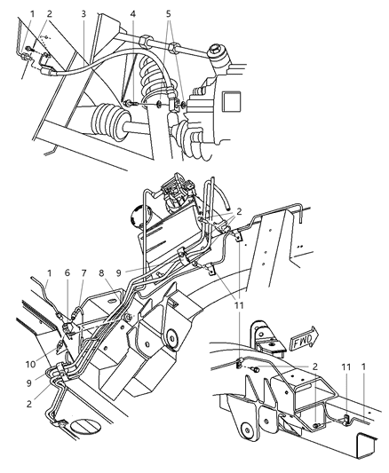 2002 Chrysler Prowler Rear Lines & Hoses & Chassis Brake Tube Diagram