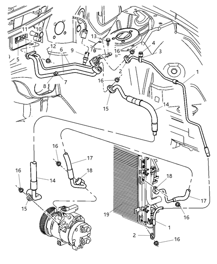 2005 Dodge Magnum Line-A/C Liquid Diagram for 4596557AB