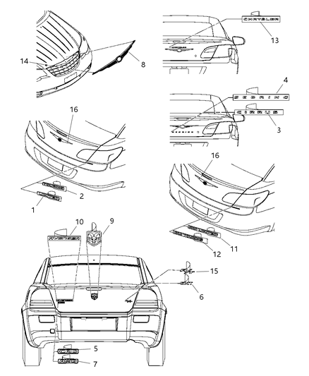 2007 Chrysler Sebring Nameplates Diagram