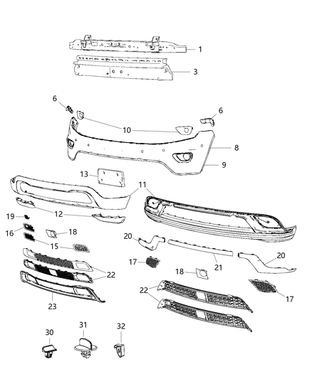 2015 Jeep Grand Cherokee Bezel-Fog Lamp Diagram for 68214326AA