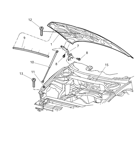 1999 Chrysler Concorde Hood Hinge Diagram for 4580139AE