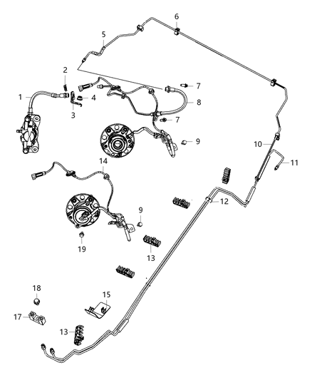 2012 Jeep Patriot Brake Tubes, Rear Diagram