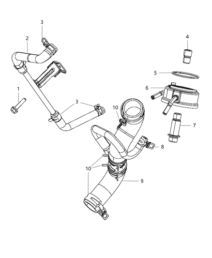 2012 Dodge Durango Engine Oil Cooler And Hoses / Tubes Diagram