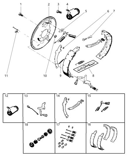 1998 Dodge Ram 3500 Backing Plate Package, Left And Right W/13X2.5 Diagram for 4761545