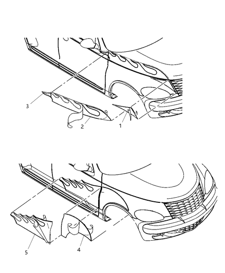 2002 Chrysler PT Cruiser Decal, Ghost Rider Flame Package Diagram