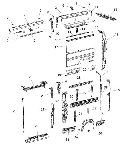 2015 Ram ProMaster 1500 Panels Body Side Diagram 5