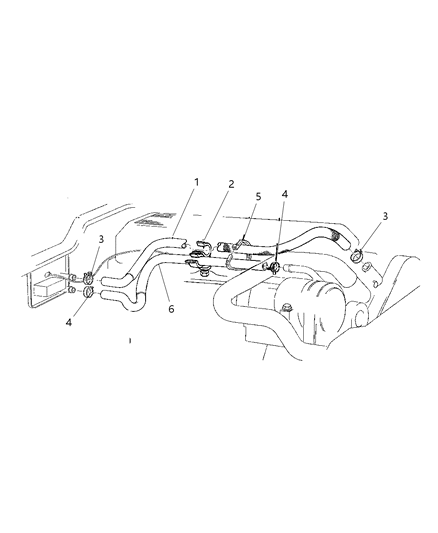 1998 Jeep Cherokee Plumbing - Heater Diagram 1