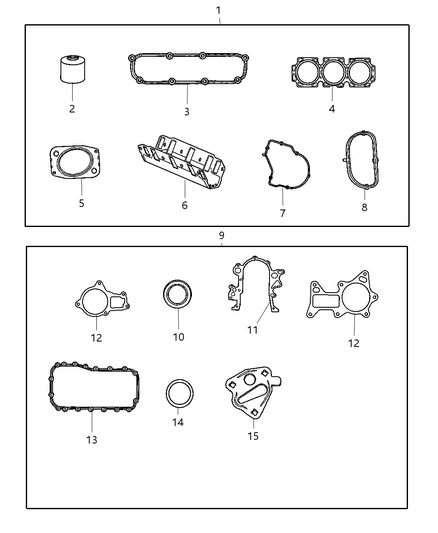 2008 Chrysler Town & Country Gasket Pkg-Engine Upper Diagram for 68029542AA