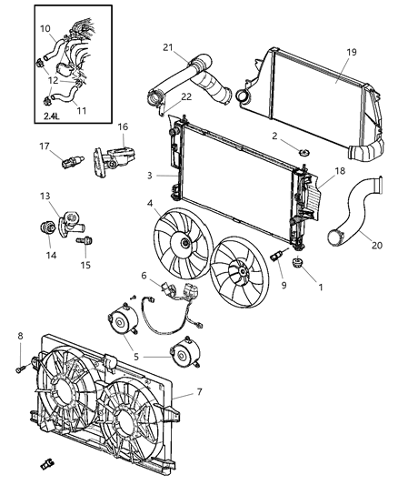 2001 Chrysler Sebring Radiator & Related Parts Diagram 2
