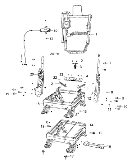 2019 Ram 1500 Frame-Front Seat Cushion Diagram for 68272052AA