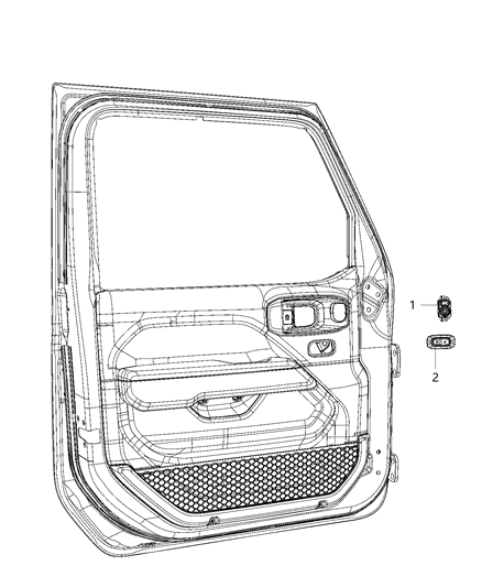 2021 Jeep Gladiator Switches, Doors, Mirrors And Liftgate Diagram