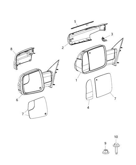 2020 Ram 1500 Outside Rearview Mirror Diagram for 6LC14JWDAG