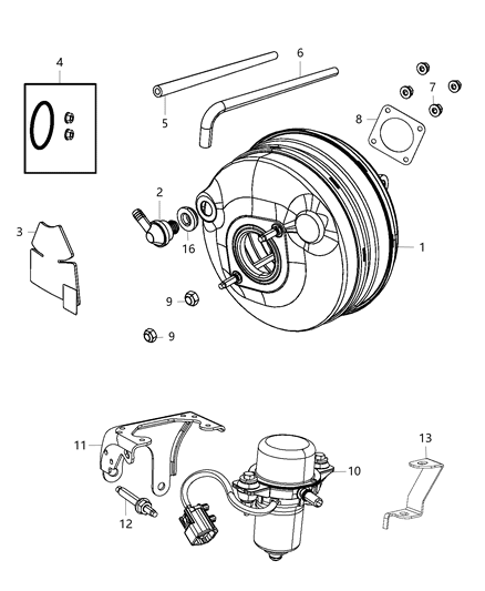 2016 Chrysler Town & Country Booster-Power Brake Diagram for 4581658AF